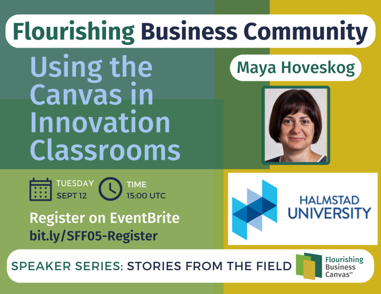 Advert for Stories from the Field Speaker Series #05 - Maya Hoveskog - Using the Canvas in Innovation Classrooms