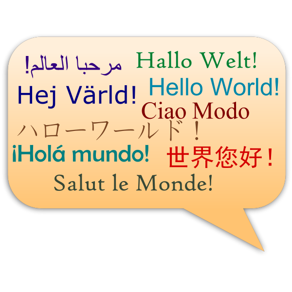 Hello World speech bubble in multiple languages