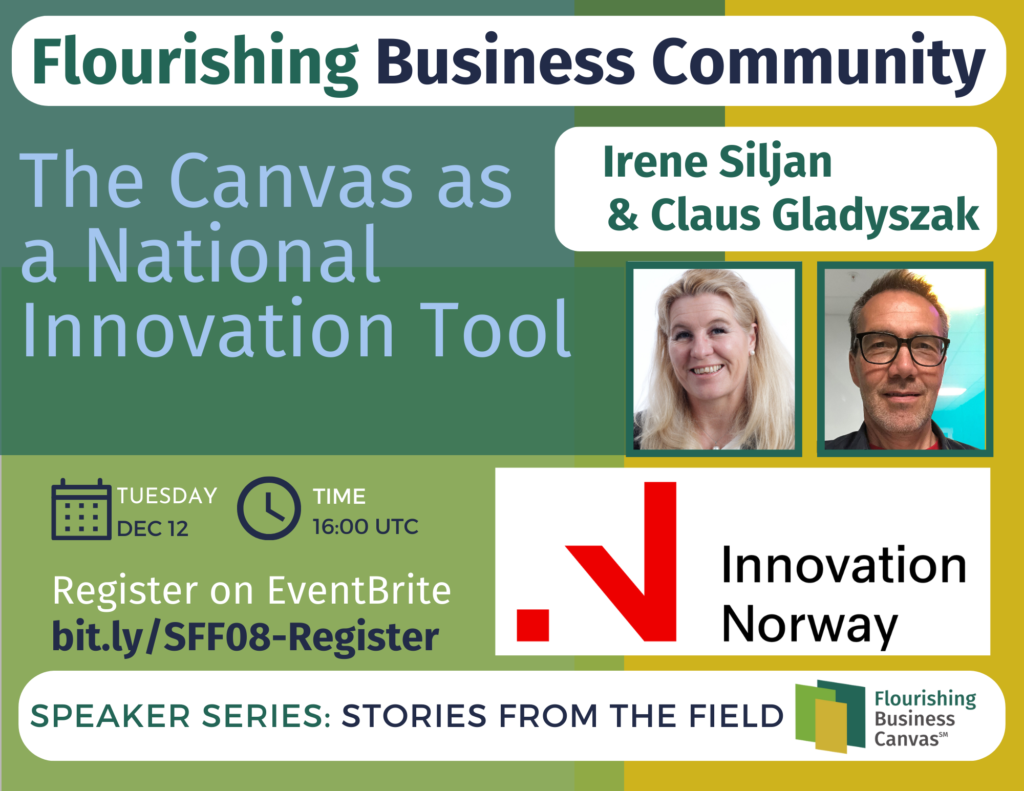 Advert for Stories from the Field Speaker Series #08 - Irene Siljan & Claus Gladyszak - The Canvas as a National Innovation Tool