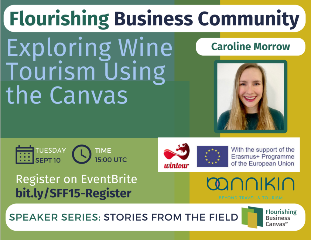Advert for Stories from the Field Speaker Series #<15 - Exploring Wine Tourism Using the Canvas with Caroline Morrow